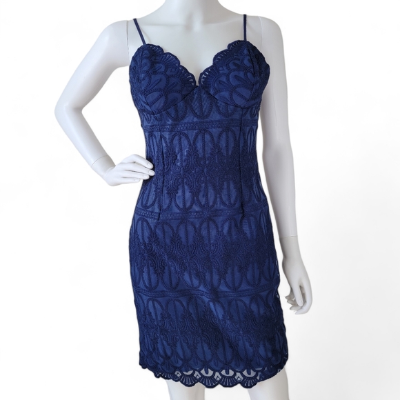 Lulus Dresses & Skirts - UGC - Women's Lulu's Navy Blue Lace Mini Dress Size M